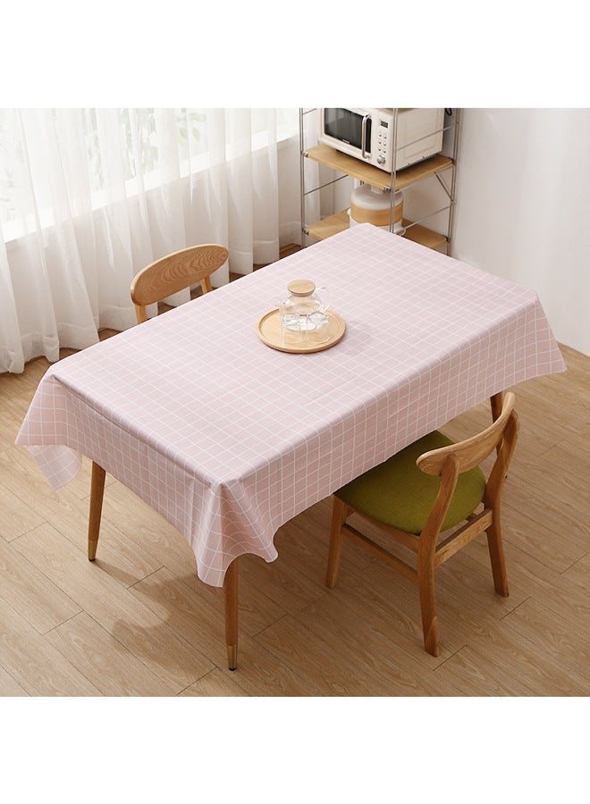 Waterproof Anti-scalding Anti-oil Disposable PEVA Tablecloth Rectangular Tablecloth Cartoon Coffee Table Table Printed Disposable Tablecloth-Color:PINK CHECK-Specifications:137X137CM - Image 1