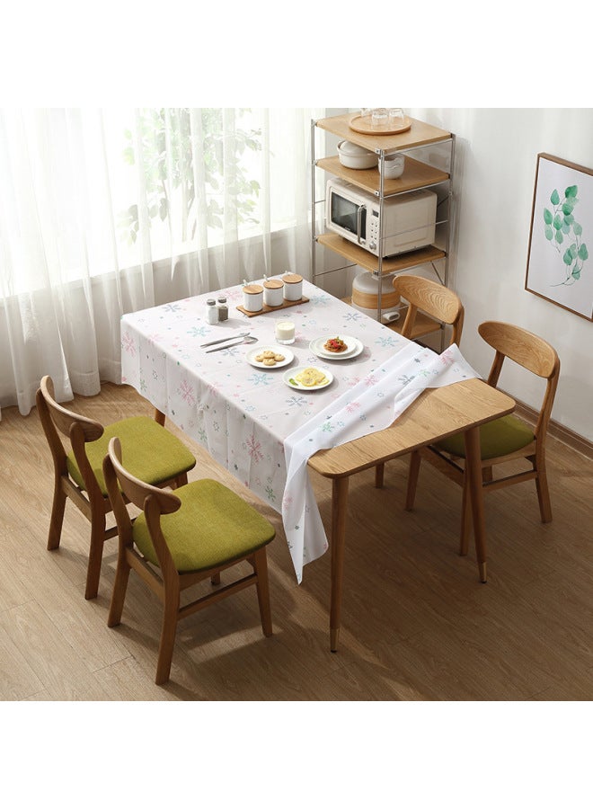Waterproof Anti-scalding Anti-oil Disposable PEVA Tablecloth Rectangular Tablecloth Cartoon Coffee Table Table Printed Disposable Tablecloth-Color:PINK CHECK-Specifications:137X137CM - Image 3