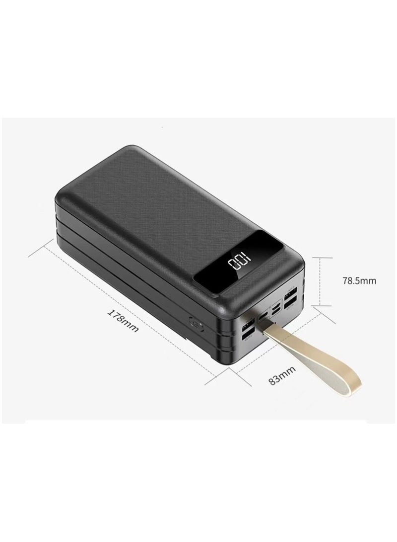 شابية شاحن محمول بقوة 2.1 أمبير، بطارية خارجية بسعة 50000 مللي أمبير، مزودة بمنفذ USB-C، مع 4 منافذ خرج و3 منافذ إدخال، سعة عالية (50000 مللي أمبير)، مناسبة لشحن هواتف iPhone 17 و16، وأجهزة سامسونج وغالاكسي وأيباد. - Image 2