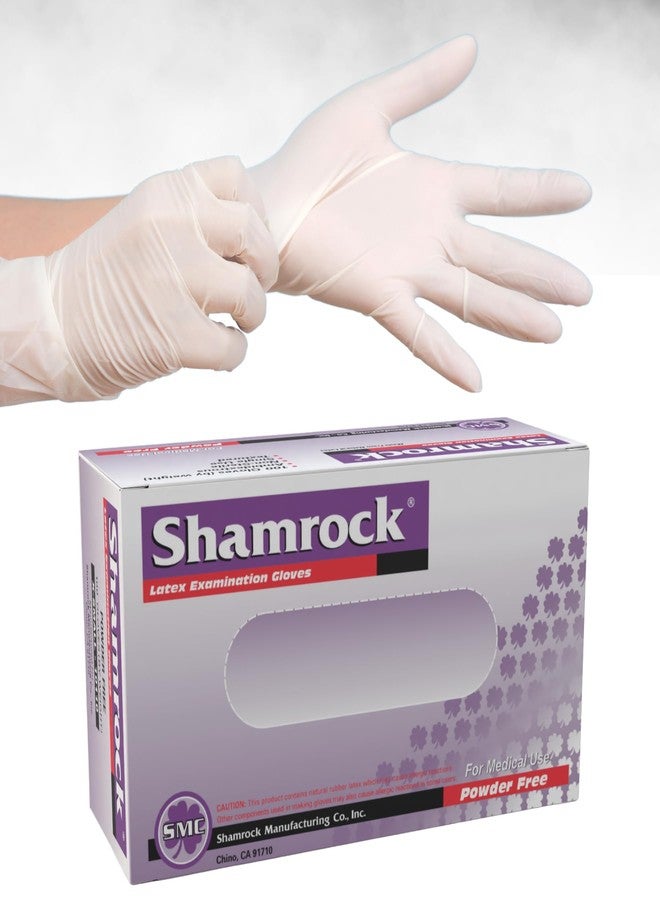 Shamrock 10113 Latex Exam Gloves, Large, 5 Mil, Powder-Free, Full Textured, Disposable, Medical & Food Safe - Image 1