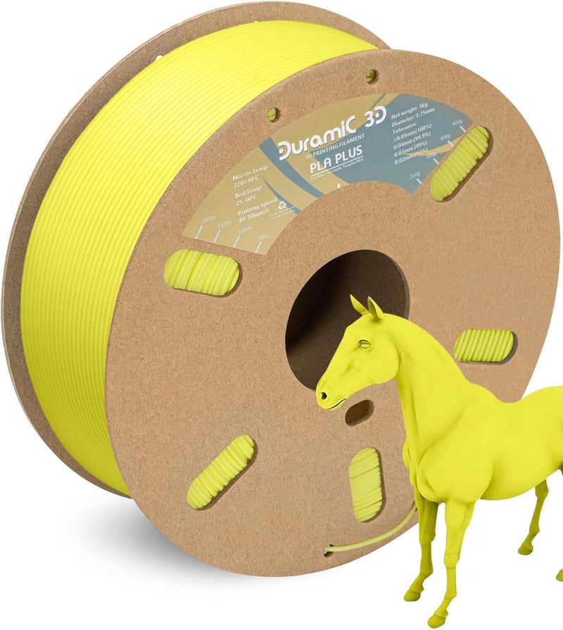 DURAMIC 3D PLA+ Filament 1.75mm 1Kg Light Yellow, PLA Plus Filament 1Kg Spool(2.2lbs) Tougher and Stronger, Dimensional Accuracy Probability +/- 0.02mm - Image 1