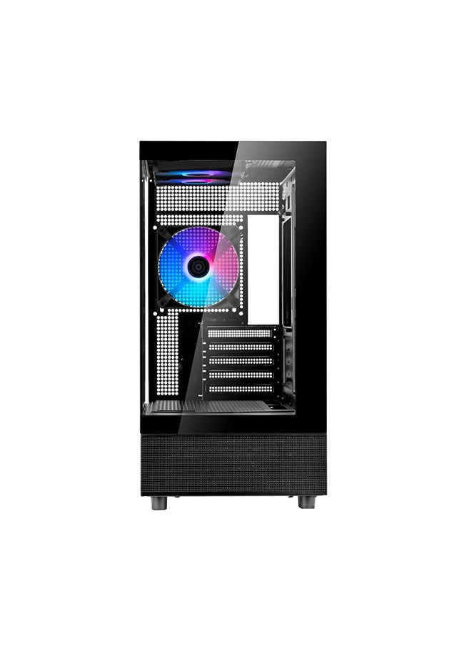 SilverStone LD04 Black Micro-ATX Case – Tempered Glass 270° Panoramic View, Supports Micro-ATX/Mini-ITX, 3x 120mm ARGB Fans Included, 350mm GPU & 177mm CPU Cooler Clearance, Top/Rear Radiator Support (Up to 280mm), USB Type-C + 2x USB 3.0 Front I/O, Steel/Glass Construction, Compact 38.25L, Vertical Layout, Black | SST-LD04-B-ARGB  - Image 2