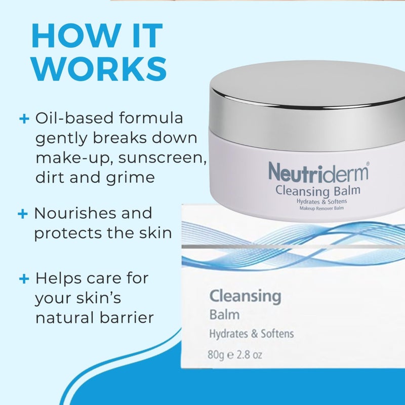NEUTRIDERM Cleansing Balm â€“ Hydrating Makeup Remover Balm & Oil Based Cleanser with Vitamin E & Ceramides for Soft, Radiant Skin | All Skin Types (80g/2.8oz) - Image 4