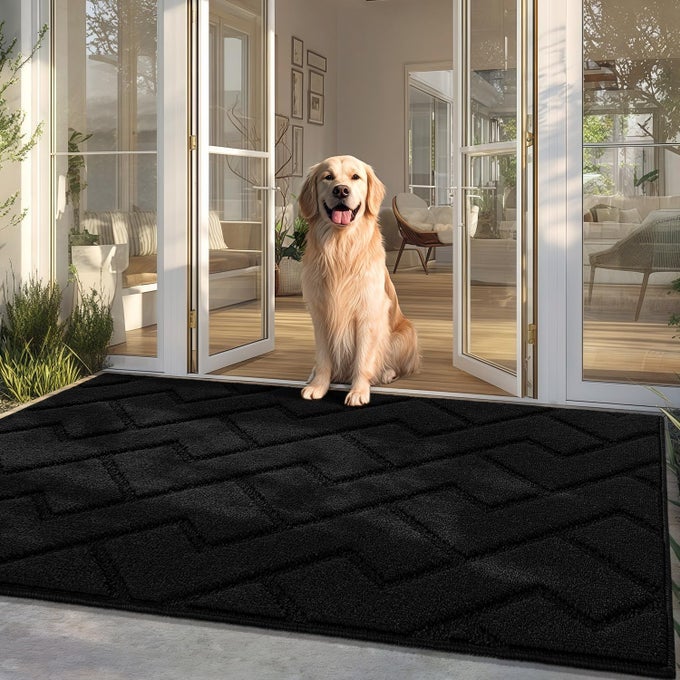 FRONT DOOR MAT OUTSIDE ENTRANCE36X59 ABSORBENT MUDDY DIRT RESIST WELCOME DOOR MATS OUTDOOR INDOORSTAIN AND FADE RESISTANTNON SLIP BACKING ENTRY MAT DOORMAT FOR ENTRYWAYBLACK