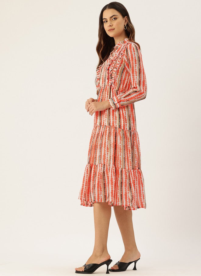 Rue Collection فستان ميدي مزخرف مع كشكش للنساء - Image 3