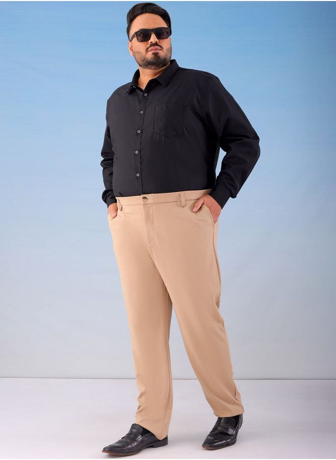 HARDSODA - Men Plus Size Regular Fit Solid Mid-Rise Stretchable Chinos - Image 1