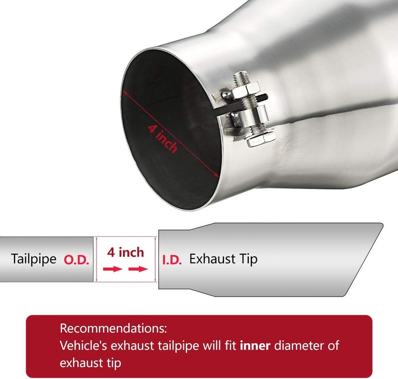LCGP Bolt On Diesel Exhaust Tip 4" Inlet, 6" Outlet, 15" Long, Polished Stainless Steel - Image 3