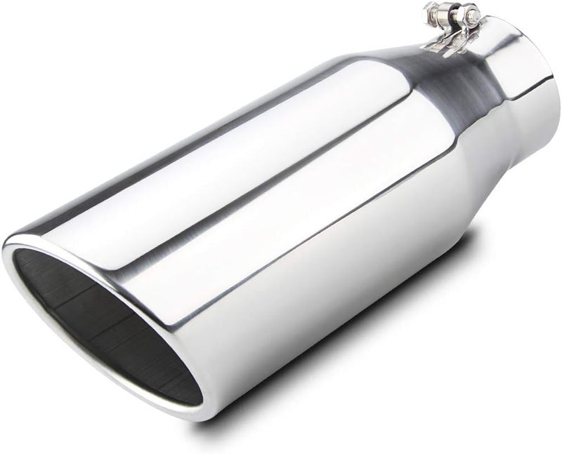 LCGP Bolt On Diesel Exhaust Tip 4" Inlet, 6" Outlet, 15" Long, Polished Stainless Steel - Image 1