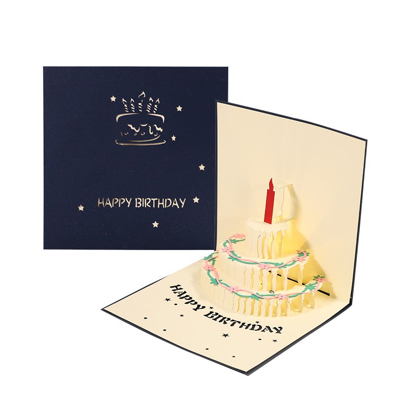 Birthday Cake Music Lighting Three-Dimensional Greeting Card Paper Carving Creative Gift Holiday Blessing Message Card - Image 5