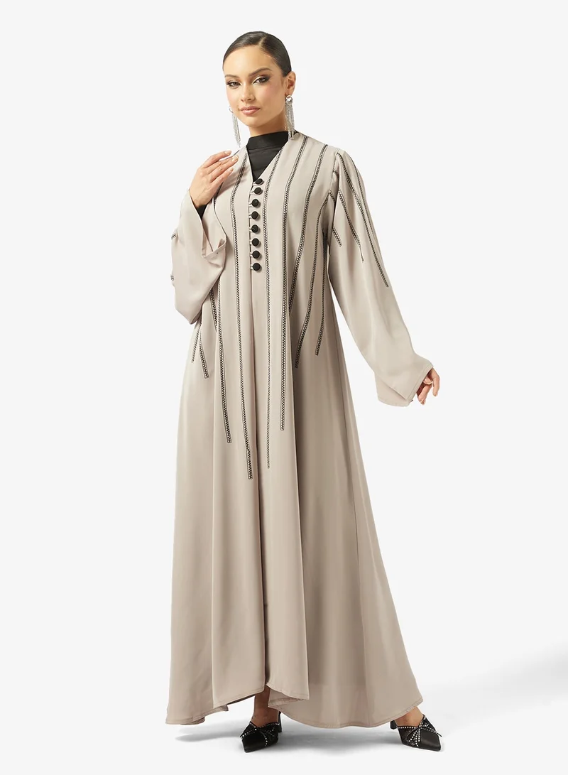 hayas closet Abaya with button detailing & Sheila