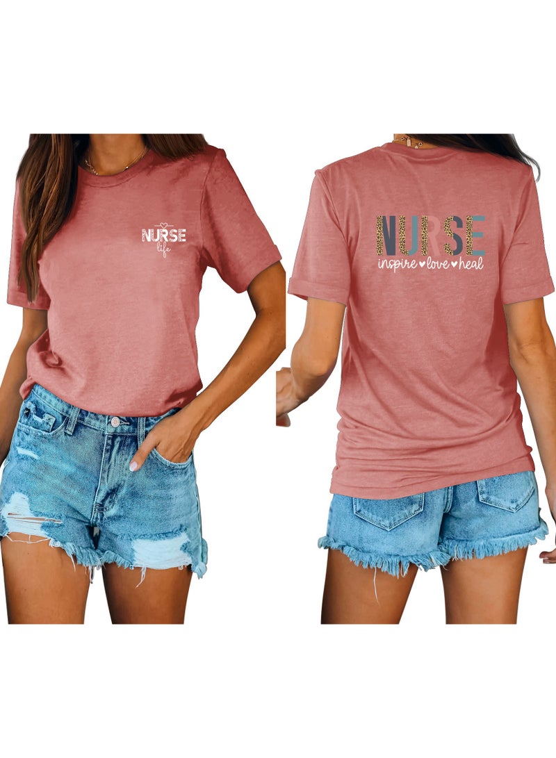 Casual Fashion With Front And Back Prints  Loose Round-neck Short Sleeves - Image 1