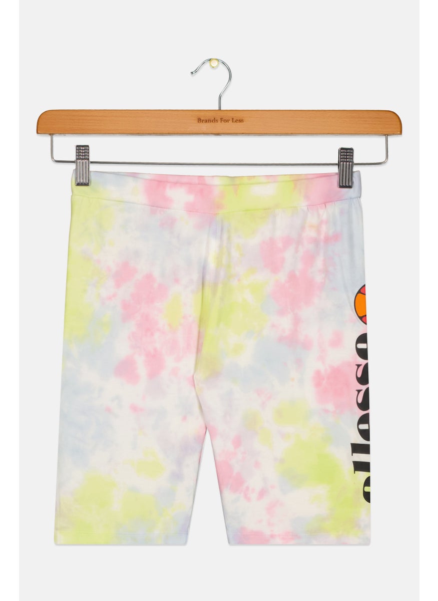 Ellesse Kids Girl Tie Dye Training Short, Neon Yellow Combo  - Image 1