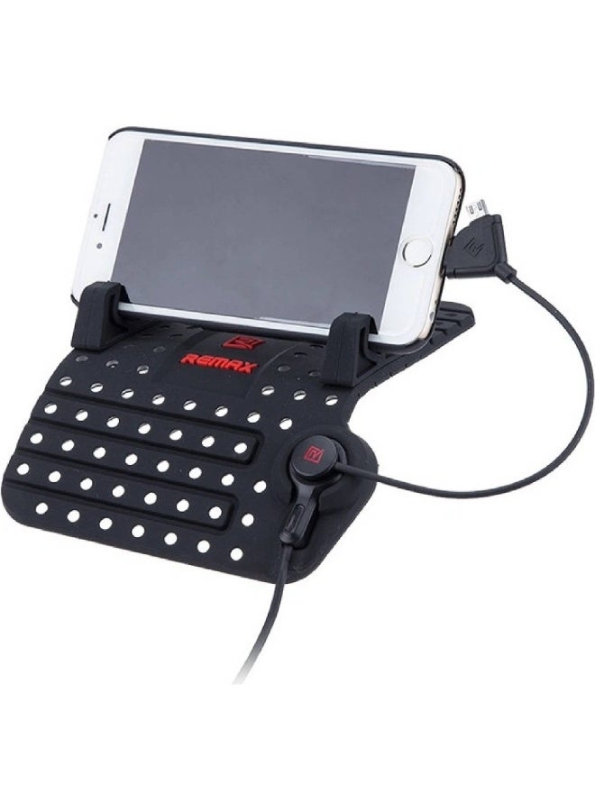 ريماكس حامل هاتف السيارة Remax  مع قاعدة شحن مغناطيسية، ذراع قابلة للتعديل، كابل 2 في 1 لأجهزة Apple وAndroid، قاعدة سيليكون مقاومة للانزلاق، إخراج 5V-2A، زاوية ميل قابلة للتعديل 120 درجة للهواتف والأجهزة اللوحية - Image 3