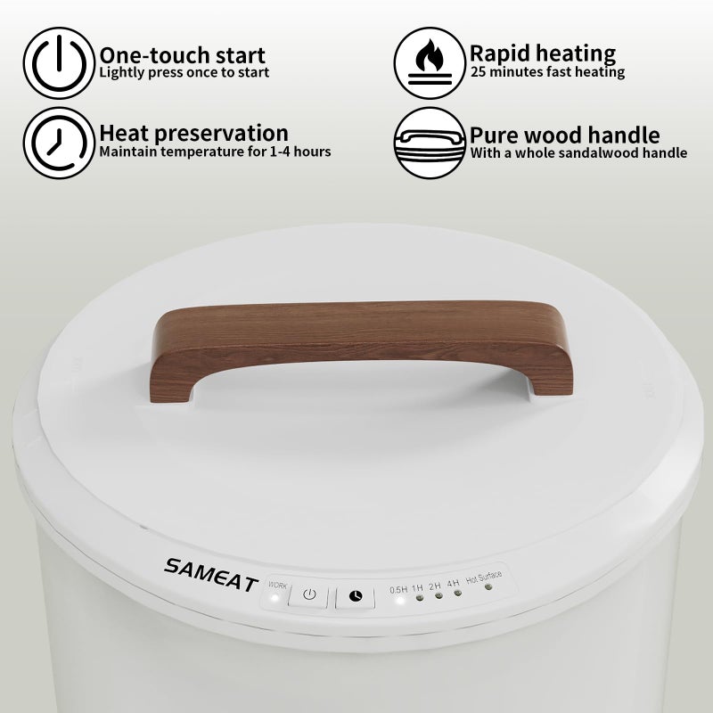 SAMEAT Heated Towel Warmers for Bathroom - Large Towel Warmer Bucket, Wood Handle, Auto Shut Off, Fits Up to Two 40"X70" Oversized Towels, White - Image 2