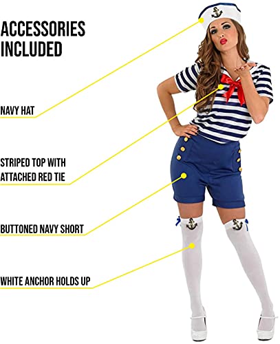 fun shack Sailor Costume Female, Sailor Costume Women, Navy Costumes, Sailors Dress, Halloween Costumes For Women Adult, X-Large - Image 3