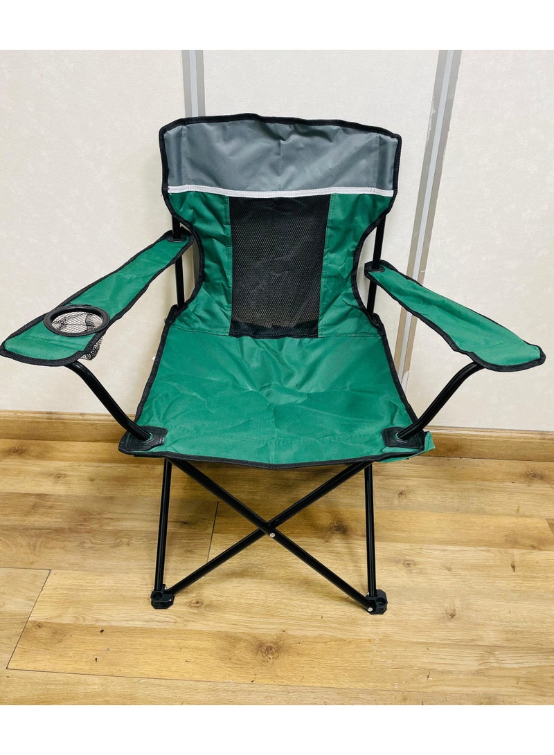 Raxoom Heavy-Duty Foldable Camping Chair with Cup Holder – Strong Steel Frame, PE Anti-Slip Feet, Breathable Mesh Back, 600D Oxford Fabric – Ideal for Outdoor, Beach, Fishing & Garden Use (green) - Image 2