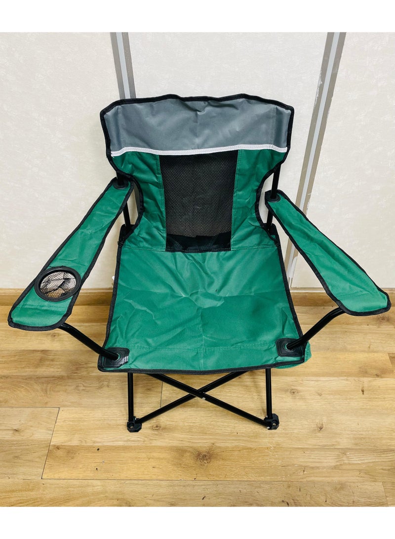 Raxoom Heavy-Duty Foldable Camping Chair with Cup Holder – Strong Steel Frame, PE Anti-Slip Feet, Breathable Mesh Back, 600D Oxford Fabric – Ideal for Outdoor, Beach, Fishing & Garden Use (green) - Image 1