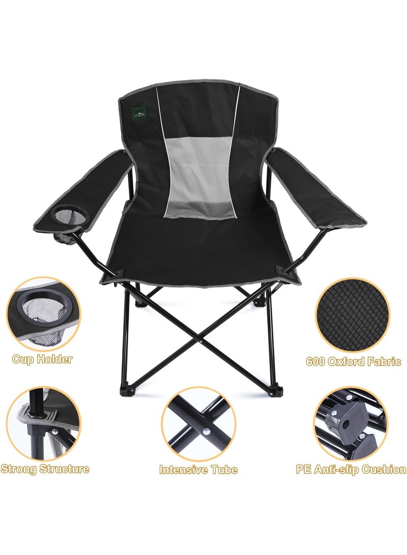 Raxoom Heavy-Duty Foldable Camping Chair with Cup Holder – Strong Steel Frame, PE Anti-Slip Feet, Breathable Mesh Back, 600D Oxford Fabric – Ideal for Outdoor, Beach, Fishing & Garden Use (green) - Image 4