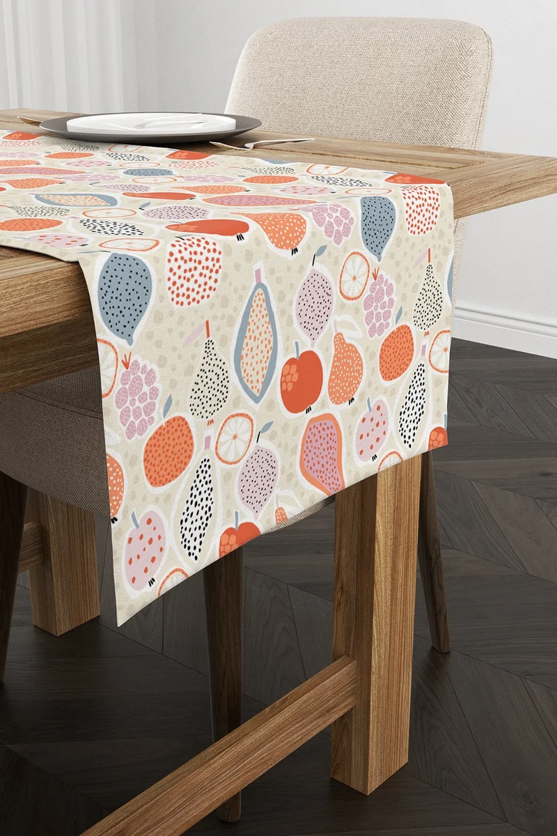 Cango Home Orange Cream Fruit Patterned Digital Printed Runner CGH580-RN