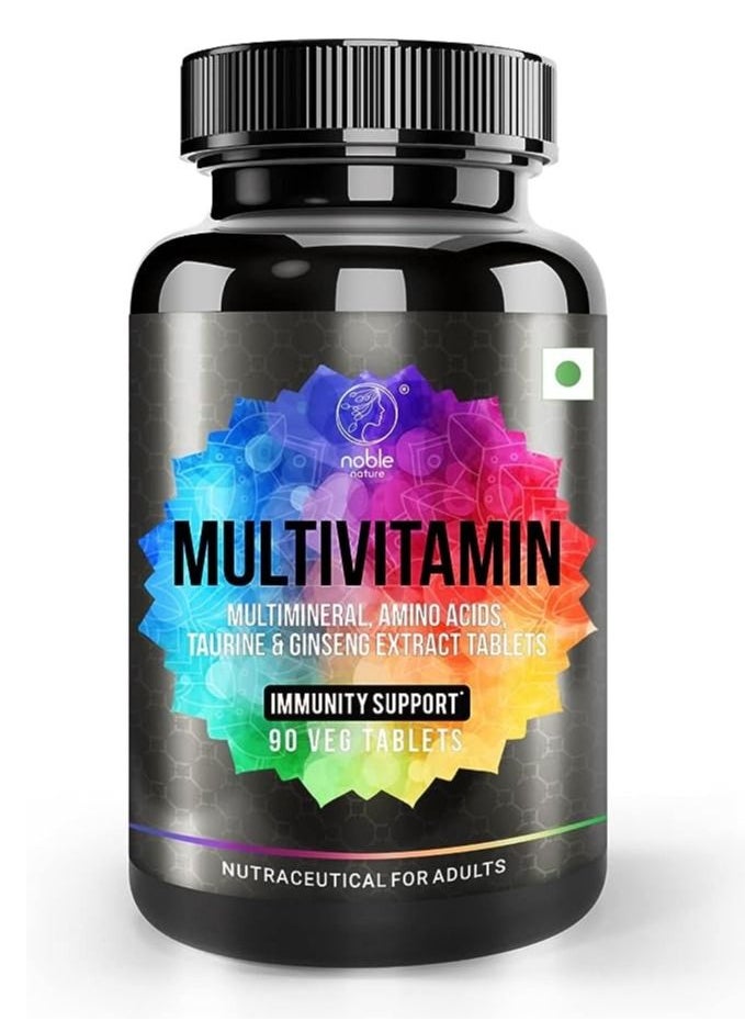 Multivitamin for Men and Women, Multimineral, Amino Acids with Zinc, Vitamin C, Vitamin D3, Taurine & Ginseng Extract - 90 Veg Tablets 