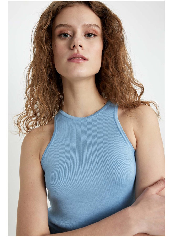 DeFacto - Woman Fitted Halter Collar Sleeveless Tricot Top - Image 1