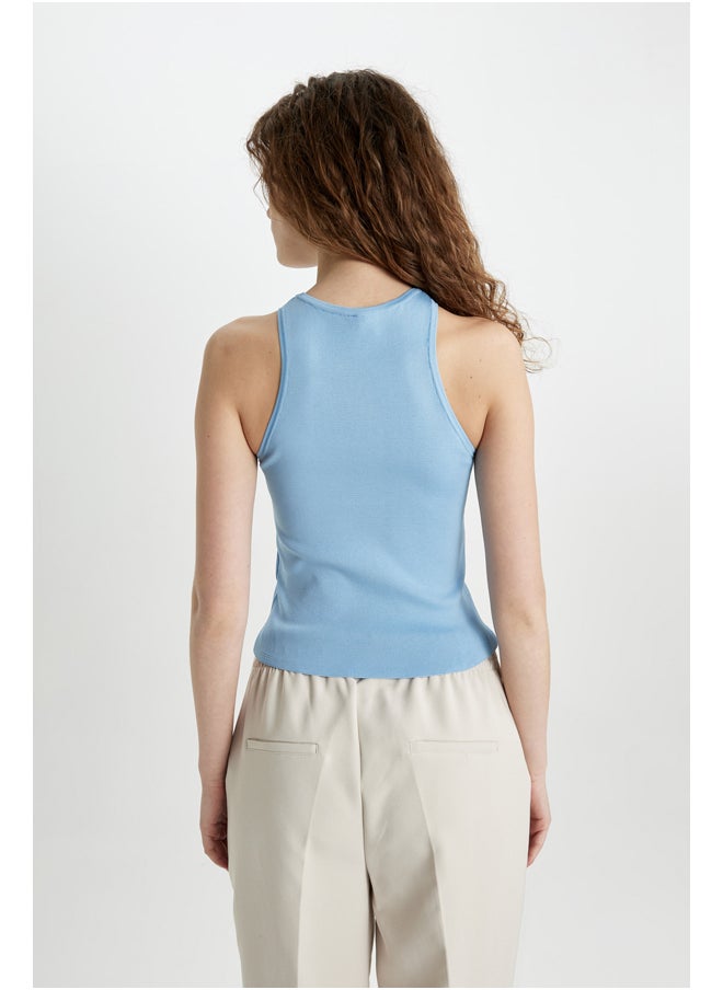 DeFacto - Woman Fitted Halter Collar Sleeveless Tricot Top - Image 1