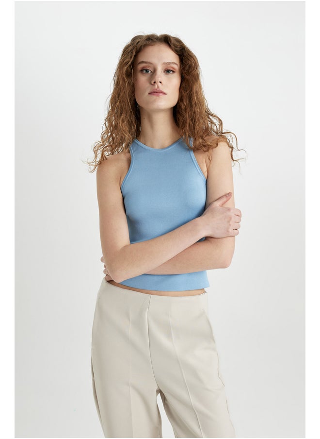 DeFacto - Woman Fitted Halter Collar Sleeveless Tricot Top - Image 1