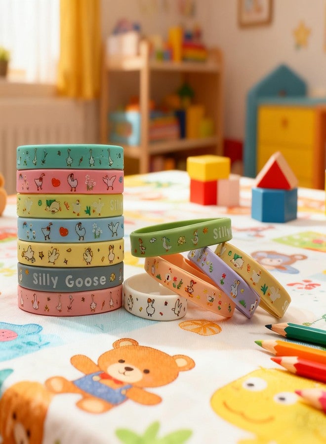 i-Beeboo 48 Pcs Silly Goose Party Favors Wristbands Slap Bracelets, Funny Goose Party Supplies Rubber Silicone Stretch Wristbands for Birthday Decorations Gifts - Image 5