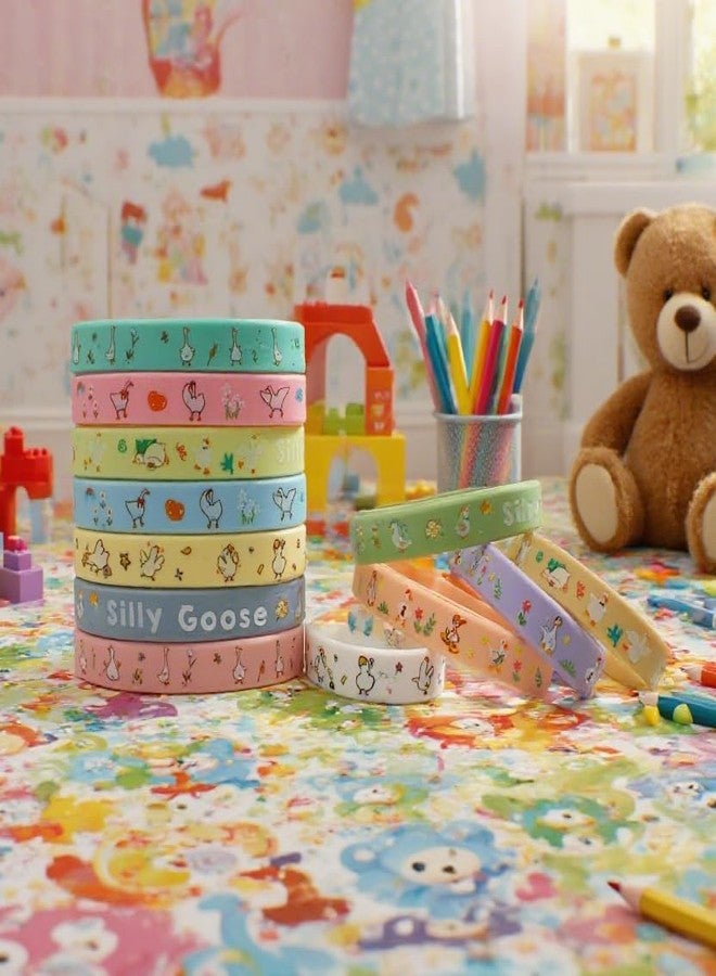 i-Beeboo 48 Pcs Silly Goose Party Favors Wristbands Slap Bracelets, Funny Goose Party Supplies Rubber Silicone Stretch Wristbands for Birthday Decorations Gifts - Image 4