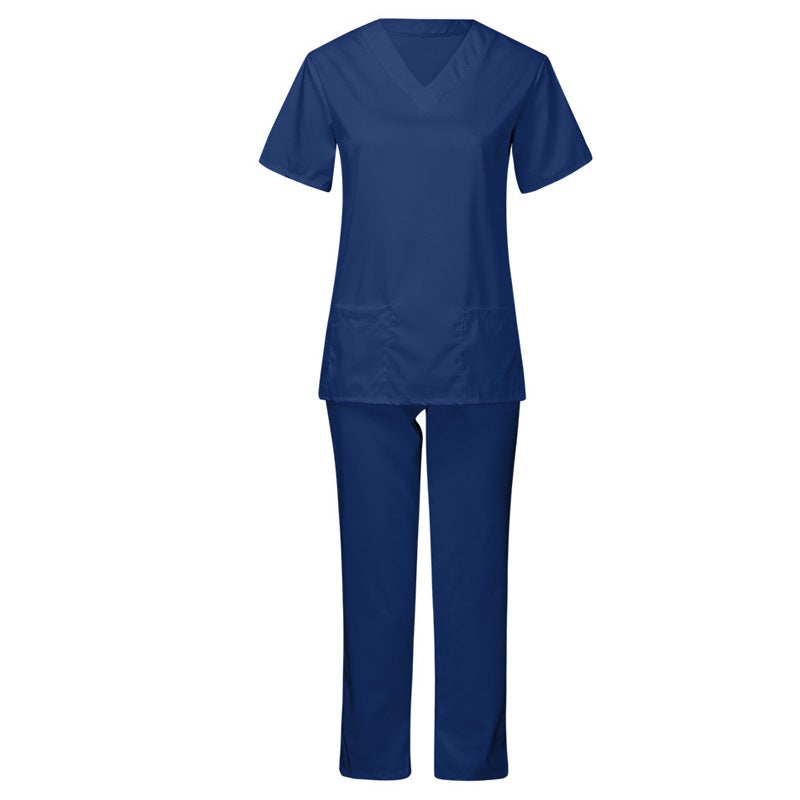 طقم سكراب طبي للجنسين مطاطي سريع الجفاف مع قميص بأكمام قصيرة وياقة V وبنطال طويل - Image 4