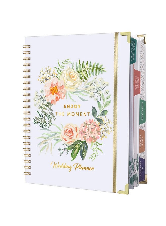 Artfan Wedding Planner - Wedding Planner Book And Organizer For The Bride With 5 Tabbed Sections, 9" X 11.9", Hardcover With Metal Corner + 5 Inner Pockets + Sticker + Elastic Closure Band - Floral  - Image 1