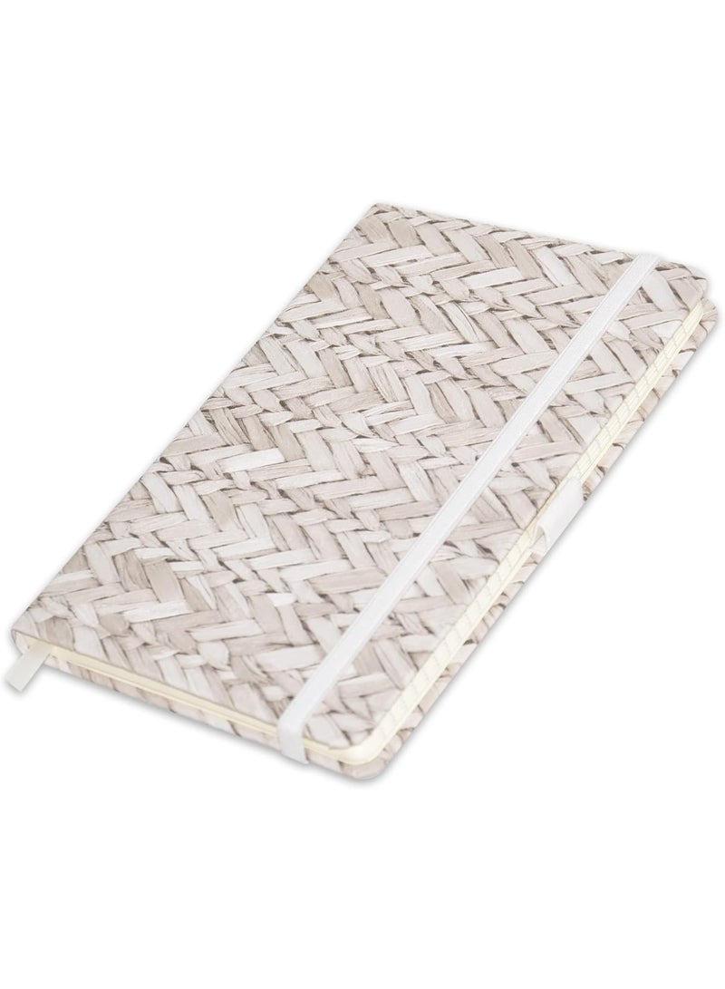 FIS FIS® Executive Notebook, Size 13x21CM, 96 Sheets Single Line Ivory Paper Rattan Beige Grey -FSNBEX1321RLGY  - Image 1
