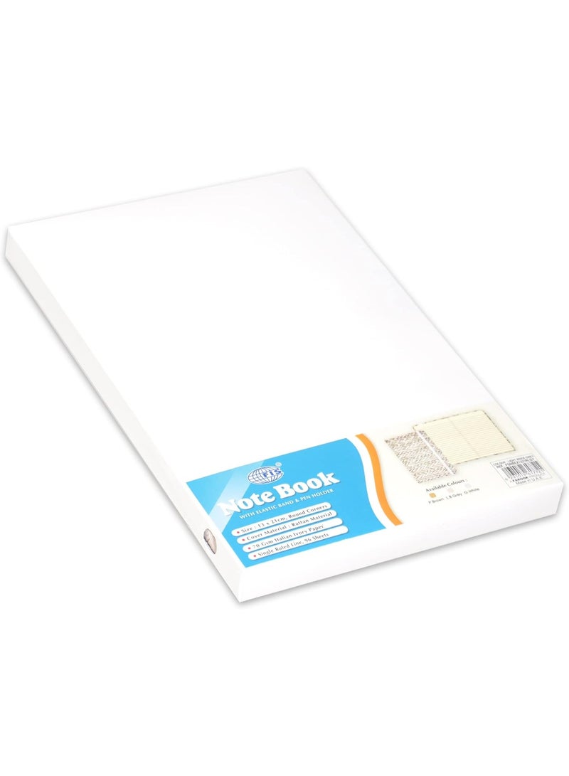 FIS FIS® Executive Notebook, Size 13x21CM, 96 Sheets Single Line Ivory Paper Rattan Beige Grey -FSNBEX1321RLGY  - Image 3