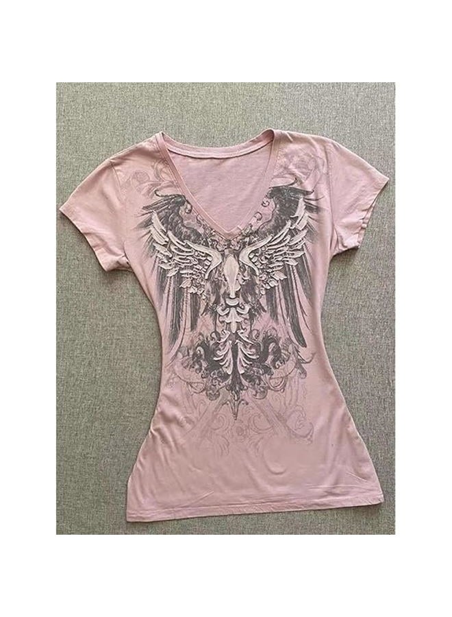 MANGMAO Grunge Shirts 2000s Clothing Women Vintage Graphic Tees Y2k Short Sleeve Goth Tops Teens Emo Clothes Streetwear, Purple Grey, M - Image 4
