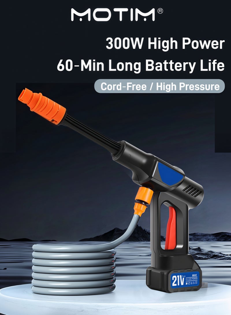 Motim Cordless Pressure Washer Gun 9-12 Meters Range Portable Car Washer Cleaner with 10pcs Rechargeable 21V 2.0Ah Batteries - Image 2