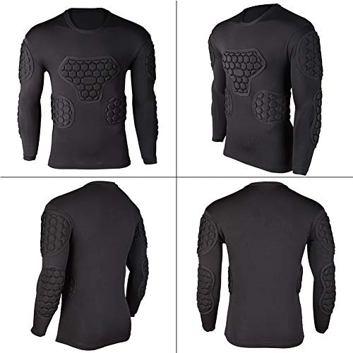 Shinestone Adult Men's Goalkeeper Armor BodyShield Padded Compression Long Sleeves Shirt with Sponge Protector for Football Baseball(Shirt-02,Small) - Image 2