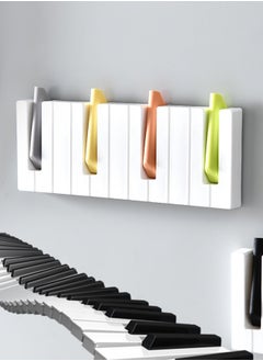 FLYROAD Wall-mounted hook, creative piano-style design, no need to punch holes, hang coat and key hooks behind the door, can be used to place hats and bags in the entrance  - Image 1