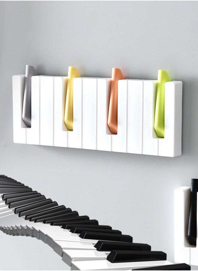 FLYROAD - Wall-mounted hook, creative piano-style design, no need to punch holes, hang coat and key hooks behind the door, can be used to place hats and bags in the entrance - Image 1