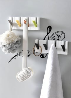 FLYROAD Wall-mounted hook, creative piano-style design, no need to punch holes, hang coat and key hooks behind the door, can be used to place hats and bags in the entrance  - Image 3