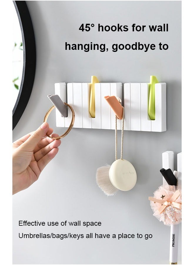 FLYROAD - Wall-mounted hook, creative piano-style design, no need to punch holes, hang coat and key hooks behind the door, can be used to place hats and bags in the entrance - Image 1