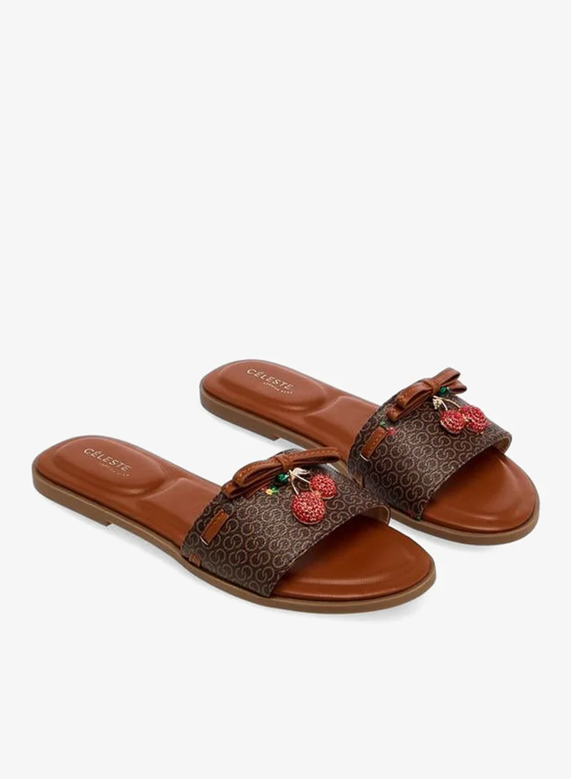 Celeste Women Monogram Print Flat Sandals