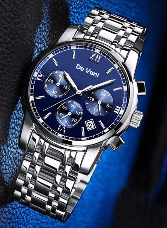 دي فاني ساعة يد للرجال من دي فاني ستانلس ستيل أنالوج بعقارب مع قلم هدية - Image 3