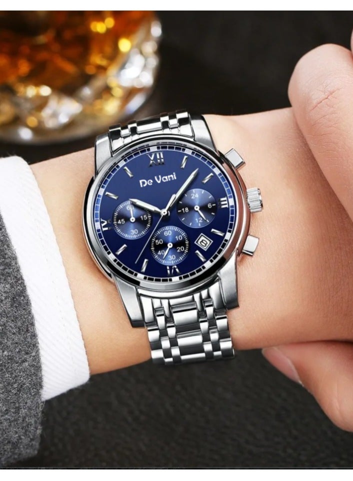 دي فاني ساعة يد للرجال من دي فاني ستانلس ستيل أنالوج بعقارب مع قلم هدية - Image 2
