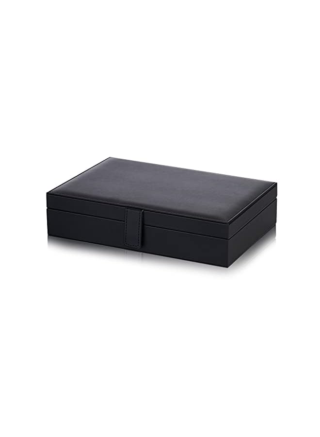 PROMASS Cufflinks Jewellery Storage Box Case,With Black Faux Leather, Fit for Tie Clip Ring Earrings - Image 2