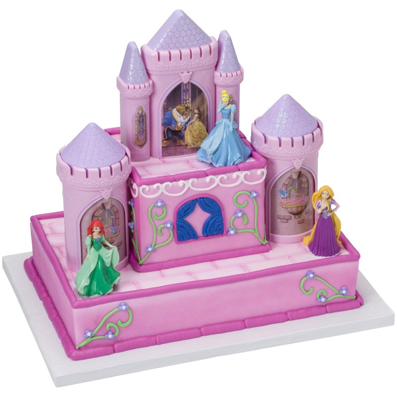 DecoPac DecoSet Disney Princess Happily Ever After Birthday Cake Topper 6Piece Cake Decorations Includes Castle with Moveable Turrets Cinderella Ariel and Rapunzel Figurines - Image 2