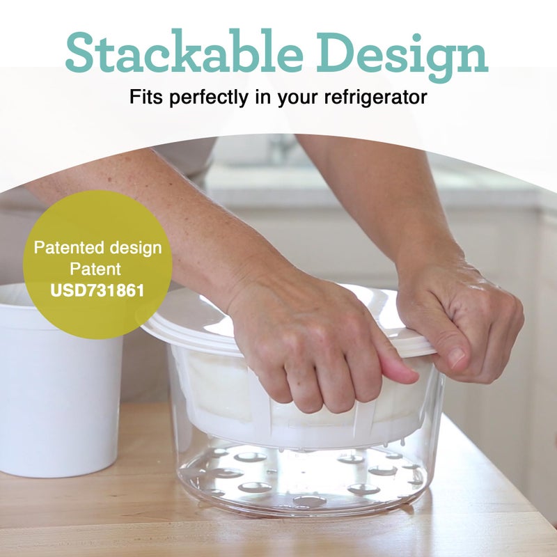 Euro Cuisine GY50 Greek Yogurt Maker with Ultra Fine Mesh Strainer Basket, BPA Free, Patented Greek Yogurt Strainer for Homemade Greek Yogurt (White) - Image 4