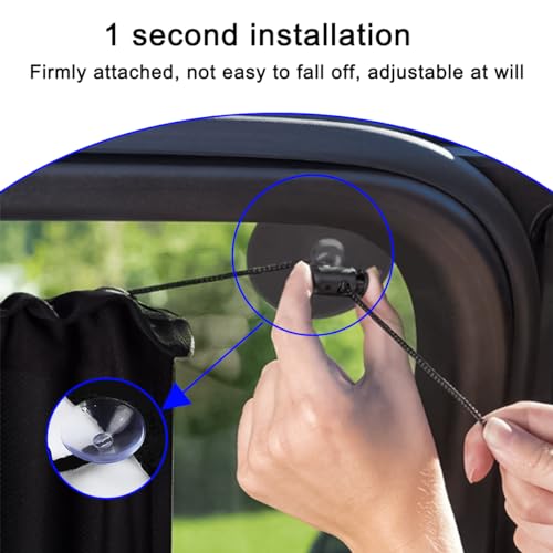 KHGUZ 2PCS Car Side Window Sun Shades, Suction Cup Vehicle Sunshade Curtain with UV Rays Protection, Removable Auto Window Sunscreen for Protecting Privacy, Universal for SUV, Truck, RV - Image 4
