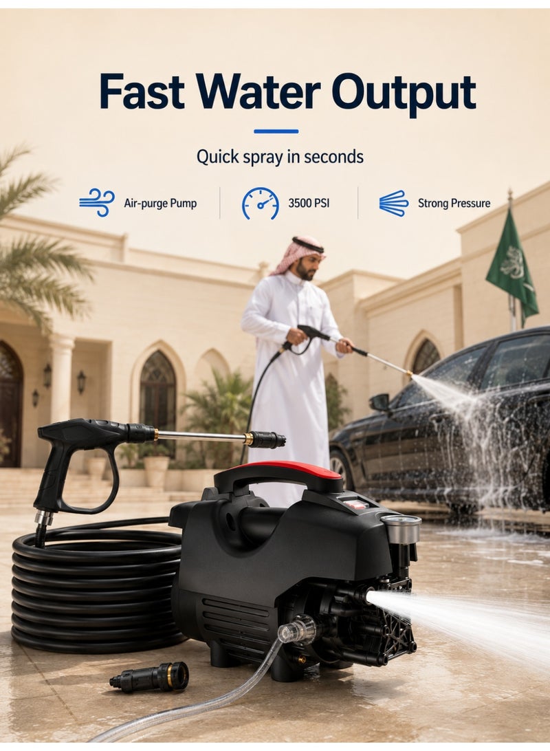 ألونغد غسالة الضغط الكهربائي 3500 PSI 2000W غسالة طاقة عالية مع خرطوم 32 قدم قابلة للفصل غسالة ضغط كهربائية لتنظيف أسوار سيارات - Image 5