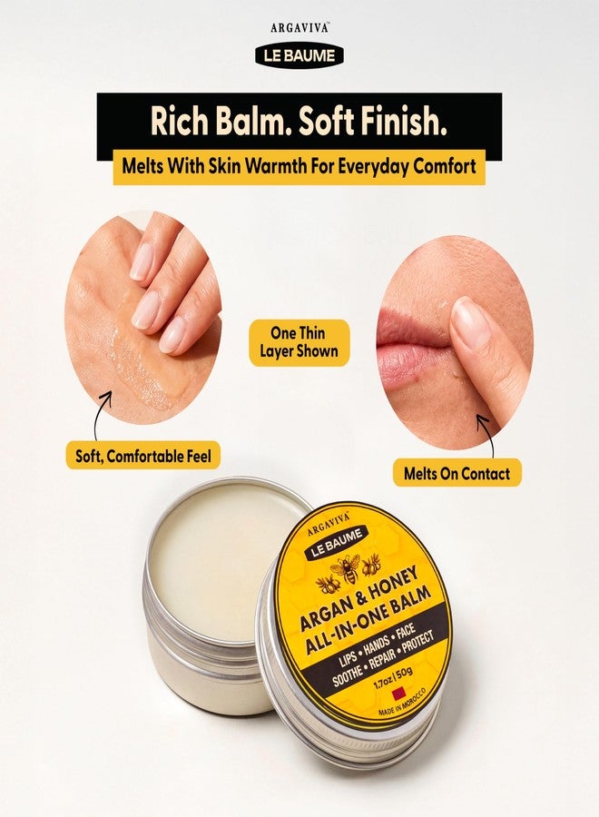 Argaviva Le Baume French Lip Balm Lip Moisturizer in Tin, Moroccan Argan Oil and Honey, All-In-One Multi-Use Skin Balm for Chapped Lips Hands Face, Waterless, Non-Greasy, Travel Friendly, 1.7 Oz - Image 4