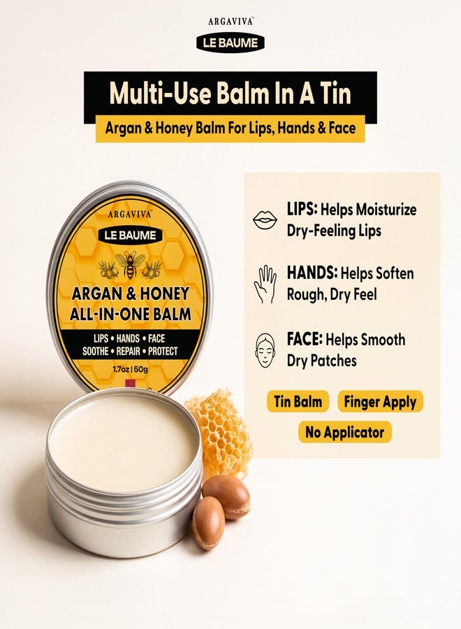 Argaviva Le Baume French Lip Balm Lip Moisturizer in Tin, Moroccan Argan Oil and Honey, All-In-One Multi-Use Skin Balm for Chapped Lips Hands Face, Waterless, Non-Greasy, Travel Friendly, 1.7 Oz - Image 2